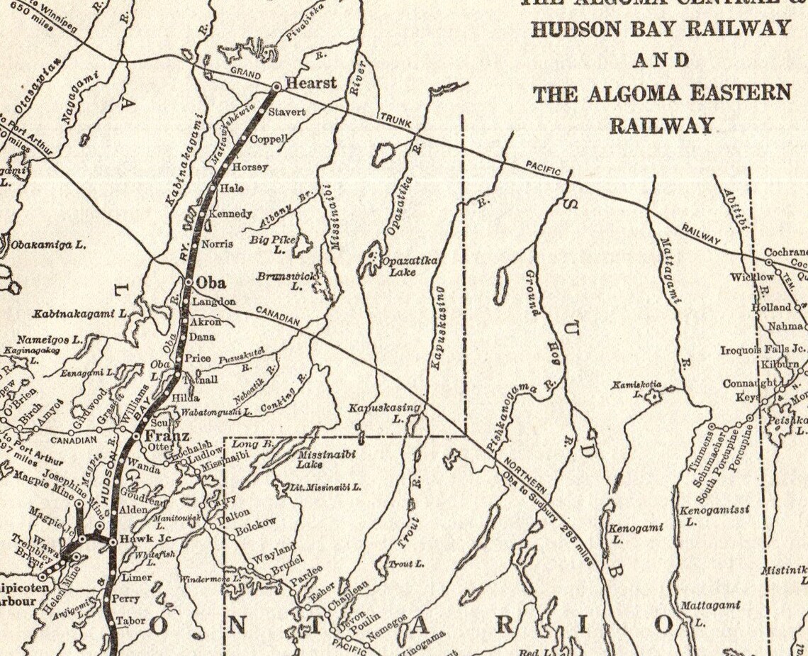 1914 Antique Algoma Central and Hudson Bay Railway Map Algoma Etsy