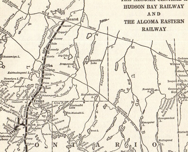 1914 Antique Algoma Central and Hudson Bay Railway Map Algoma Etsy