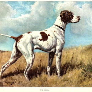 Mooie aanwijzer Print Wall Art Decor jaren 1940 jachthond kunst 1942 Edwin Megargee Pointer Print Gallery Wall Art Home Library Decor 10599p
