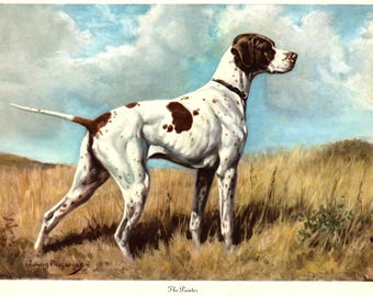 Beautiful Pointer Print Wall Art Decor 1940s Hunting Dog Art 1942 Edwin Megargee Pointer Print Gallery Wall Art Home Library Decor 10599p