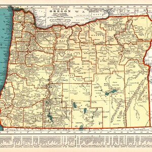 Carte vintage de l'Oregon de 1936, carte de l'Atlas antique de l'État de l'Oregon, galerie de cartes, décoration murale, cadeau de pendaison de crémaillère, cadeau pour anniversaire, mariage, 2870