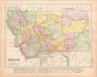 1910 Antique MONTANA State Map Gallery Wall Decor Library Home Decor Anniversary Gift For Teacher Birthday Wedding 3935