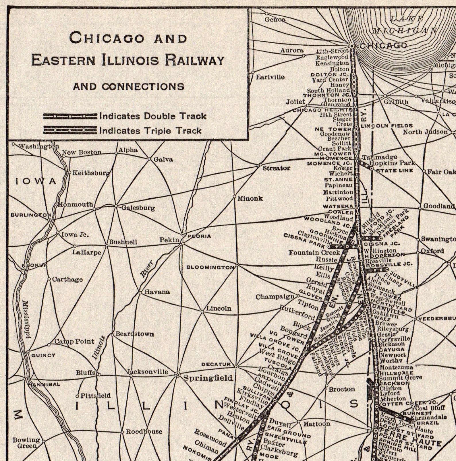 1935 Antique Chicago And Eastern Illinois Railway Map Chaffee Etsy