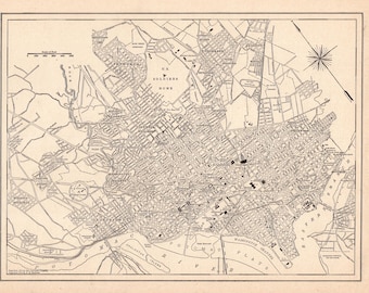 1905 Antique WASHINGTON DC City MAP Street Map of Washington dc Black and White Gallery Wall Decor Wedding Birthday Anniversary Gift 3181