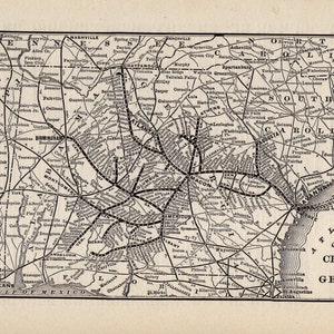 1901 Antique Central of Georgia Railway Map Vintage Railroad System Map Wall Decor Birthday Gift for Dad 2371