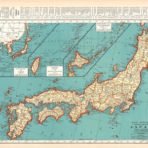 1938 Vintage JAPAN Map Antique Map of Japan Gallery Wall Decor Home Decor Gift For Traveler Wedding Anniversary Birthday 3420