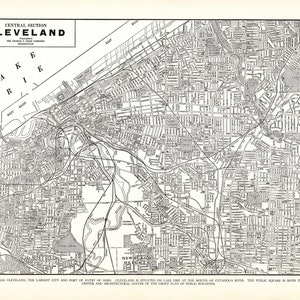 1937 Antique CLEVELAND Ohio City Map of Cleveland Ohio Street Map Gallery Wall Art Anniversary Gift for Birthday Wedding 215