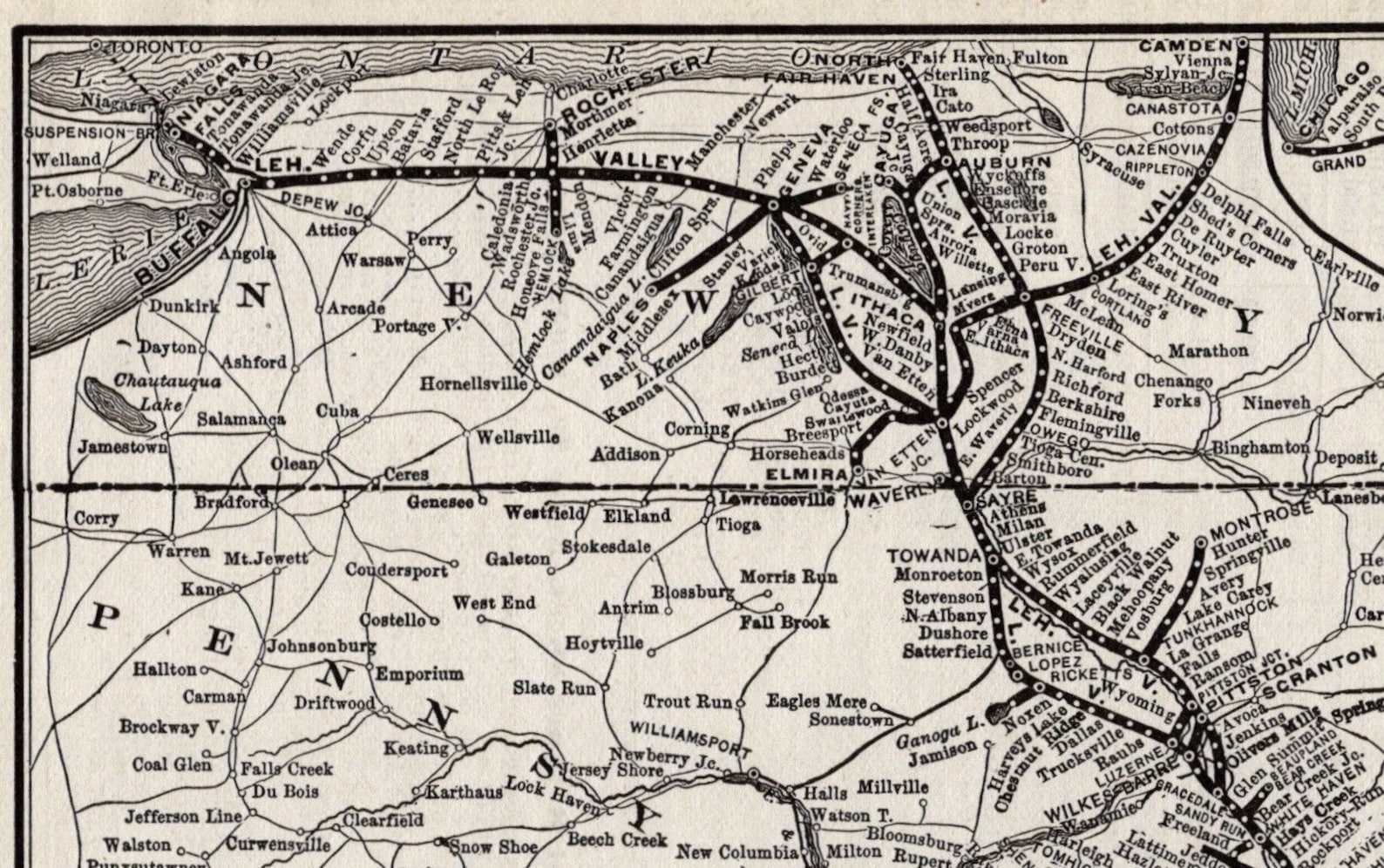 1906 Antique Lehigh Valley Railroad Map Vintage Lehigh Valley Etsy