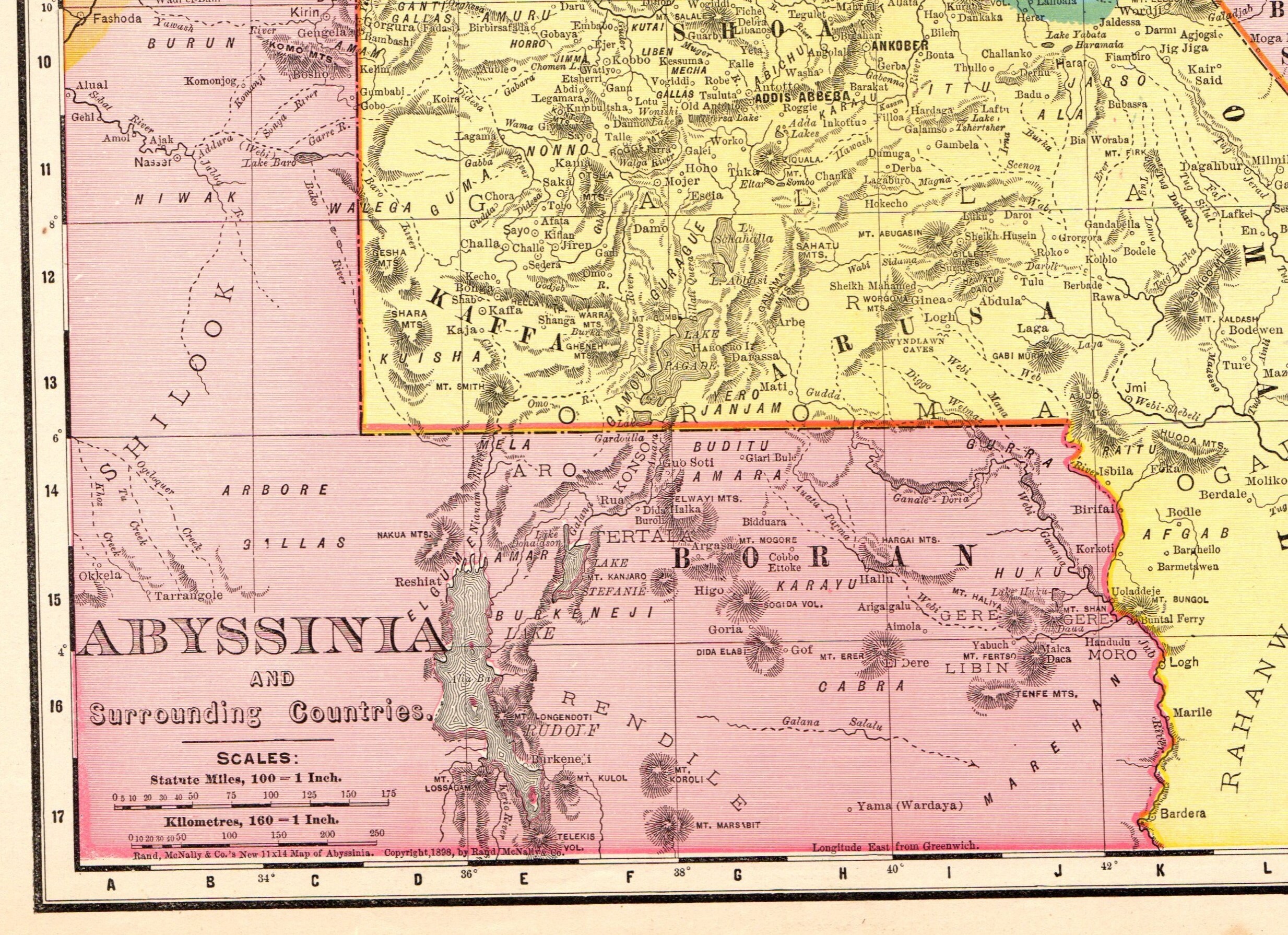 1898 antike Abessinien Karte von Äthiopien Afrika Karte | Etsy