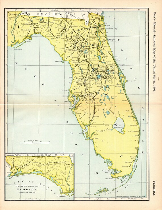 East Coast Railroad Map 1906 Antique Florida Railroad Map Plant System Railroad | Etsy Australia