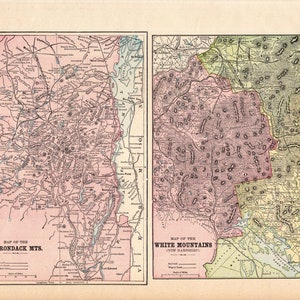 Mappa degli ADIRONDACK e delle WHITE MOUNTAINS del 1899 Galleria di mappe degli Adirondacks Decorazioni da parete Biblioteca Decorazioni per baite Regalo di nozze per escursionista Compleanno 2069