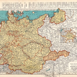 1941 kaart van Duitsland Vintage jaren 1940 Duitsland en Hongarije Atlas kaart galerij muur decor cadeau voor verjaardag bruiloft afstuderen reizen 3156