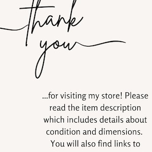 Puede incluir: &iexcl;Gracias por visitar mi tienda! Por favor, lee la descripci&oacute;n del art&iacute;culo que incluye detalles sobre la condici&oacute;n y las dimensiones. Tambi&eacute;n encontrar&aacute;s enlaces a colecciones en mi tienda y c&oacute;digos de cup&oacute;n!