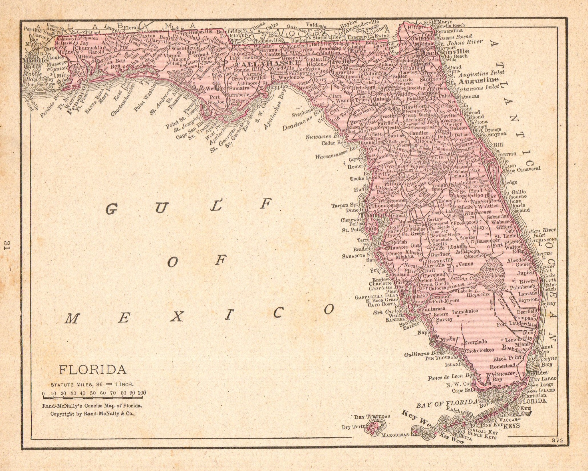 1921 Antique FLORIDA Map Vintage - Il Fullxfull.2818134243 La8w