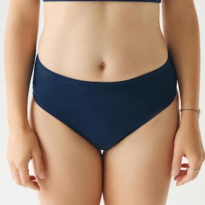 Merino wool / Cotton womens panties for sensitive skin. Hypoallergenic Undies.  Ladies comfortable Underwear. Nave Blue