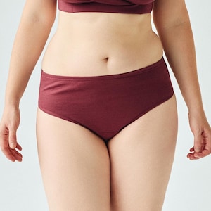 Merino wool / Cotton womens panties for sensitive skin. Hypoallergenic Undies.  Ladies comfortable Underwear. Burgundy