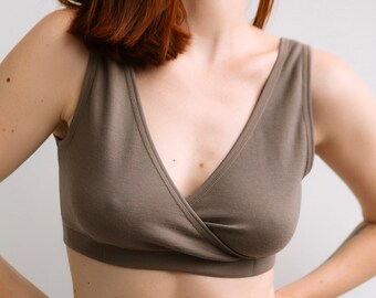 Merino wool / Cotton Bra for sensitive skin. Hypoallergenic Comfortable Breathable Bralette.  Nursing bra