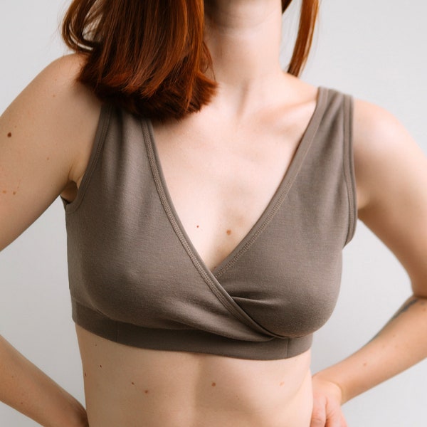 Merino wool / Cotton Bra for sensitive skin. Hypoallergenic Comfortable Breathable Bralette.  Nursing bra