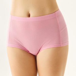 Pink 100% Merino wool womens hipsters. Hypoallergenic Undies.  Ladies comfortable Underwear. Thin lightweight panties.