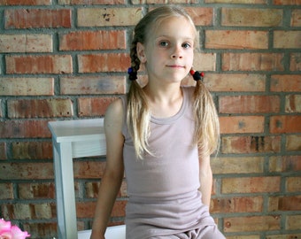 Kids Merino Wool/Silk sleeveless T-shirt. Organic thermal tank top for toddler.