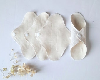 No PUL. Hemp with Merino Wool / Silk Panty Liners.  Ultrathin Daily Pantyliner. Winged Reusable Light Flow Pads.