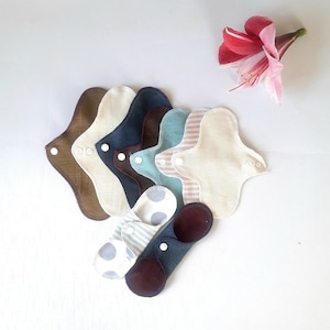 Set of No PUL Merino Wool / Silk Panty Liners.  Ultrathin Daily Pantyliner. Winged Reusable Light Flow Pads.