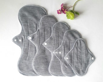 100% Merino Wool Reusable Period Pads. Cloth pads starter set of 4. Incontinence Pads. Grey