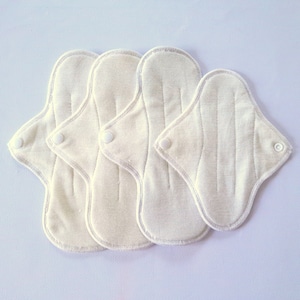 4pc Set. Undyed Merino Wool with Silk Reusable Period Pads. Cloth pads starter set. Incontinence Pads.