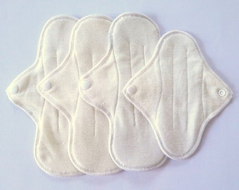 Undyed Merino Wool with Silk Reusable Period Pads. Cloth pads starter set of 4. Incontinence Pads.