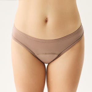 Period panties of Lyocell (Tencel TM). Menstrual undies for Women & Teens. Underwear for Incontinence. Leak-proof panty. Low cut. Beige