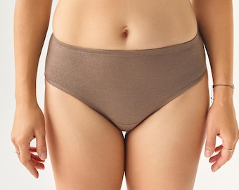 Merino wool / Cotton womens panties for sensitive skin. Hypoallergenic Undies.  Ladies comfortable Underwear. Beige