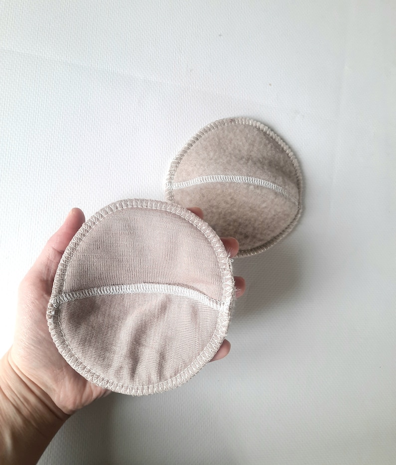 No PUL. Merino Wool or Merino/Silk Nursing pads. 3 pair set. Reusable Anatomic Breastfeeding Pads without PUL. Leakproof Washable. 4 layers. image 9