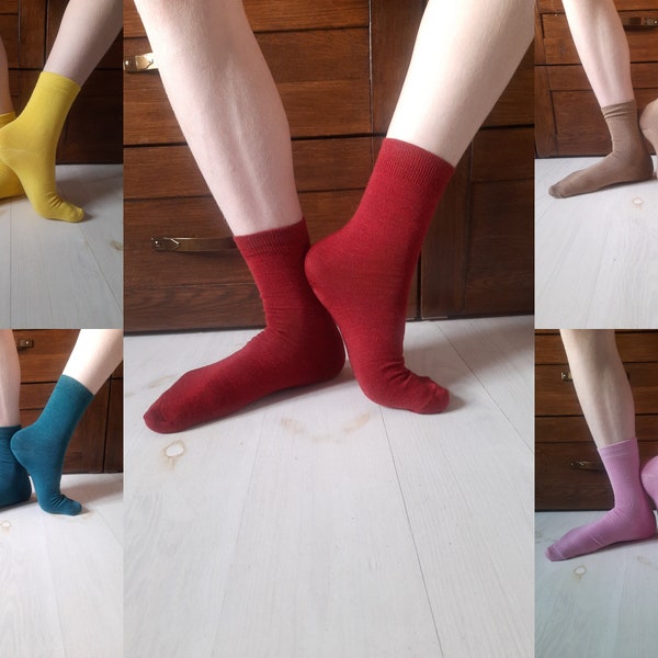 Merino Wool Womens Socks. Soft Cozy Plain Socks. Fall Gift for Her