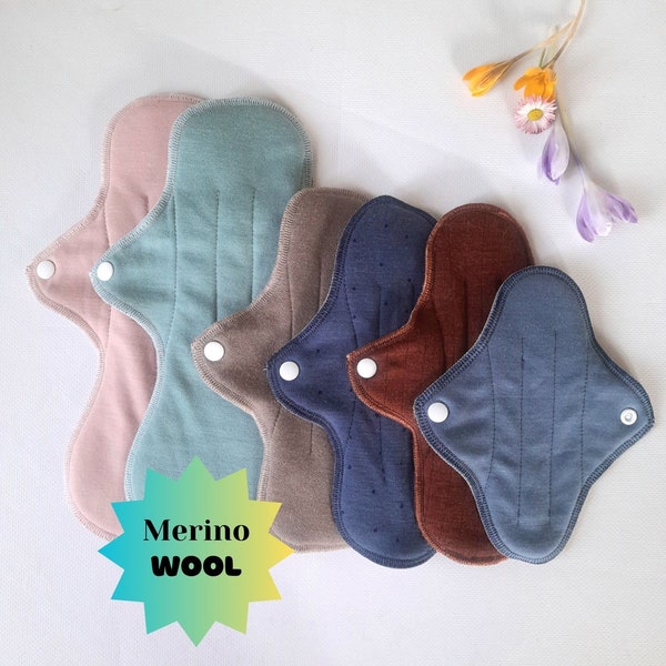PUL 100% Merinowolle wiederverwendbare Periodenauflagen. Menstruationspad ohne PUL. Inkontinenz-Pads.