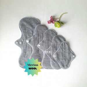 100% Merino Wool Reusable Period Pads. Cloth Menstrual Pad. Incontinence Pads. Postpartum. Grey