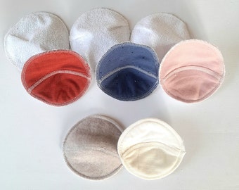 Anatomic Breast Pads with PUL. 4 layers. Reusable Nursing pads. 3 pair set. Organic Merino Wool. Leakproof. Washable.