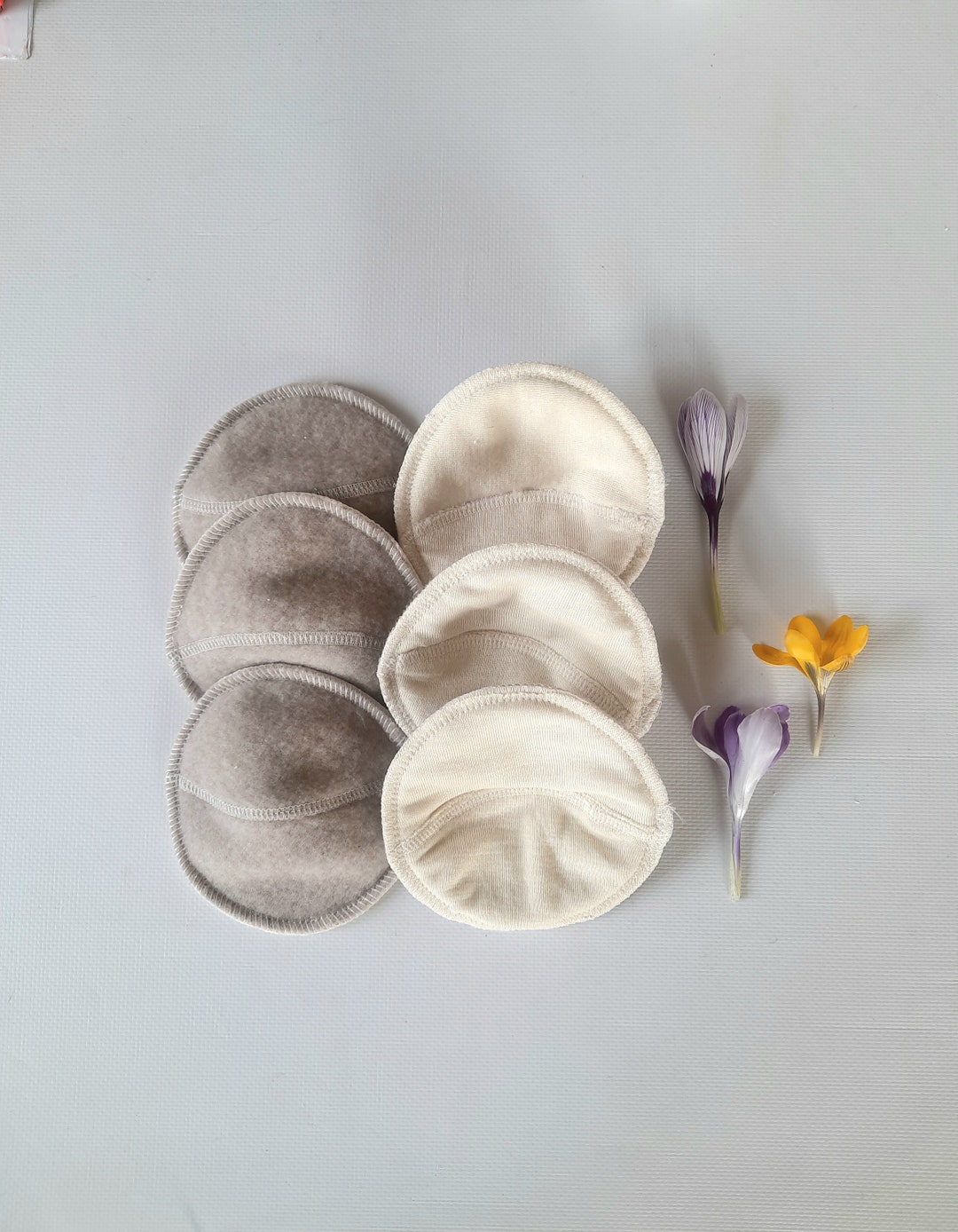 No PUL. Merino Wool or Merino/silk Nursing Pads. 3 Pair Set. Reusable Anatomic Breastfeeding