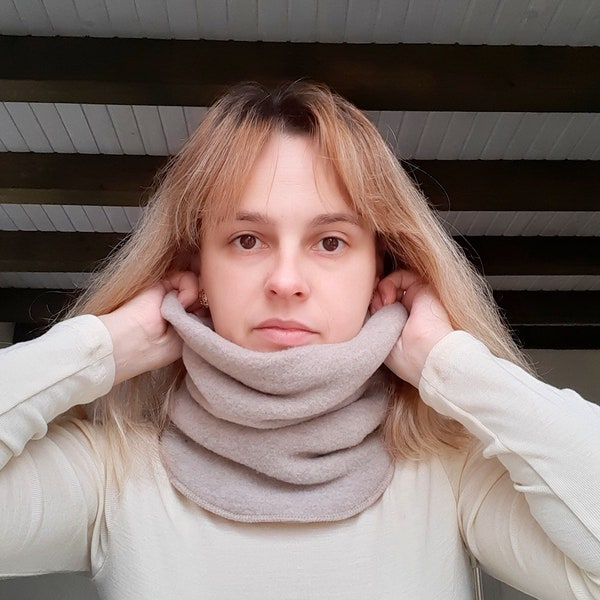 Snood unisexe en laine mérinos. Guêtre double chaude pour homme ou femme. Cache-cou d'hiver épais adulte.