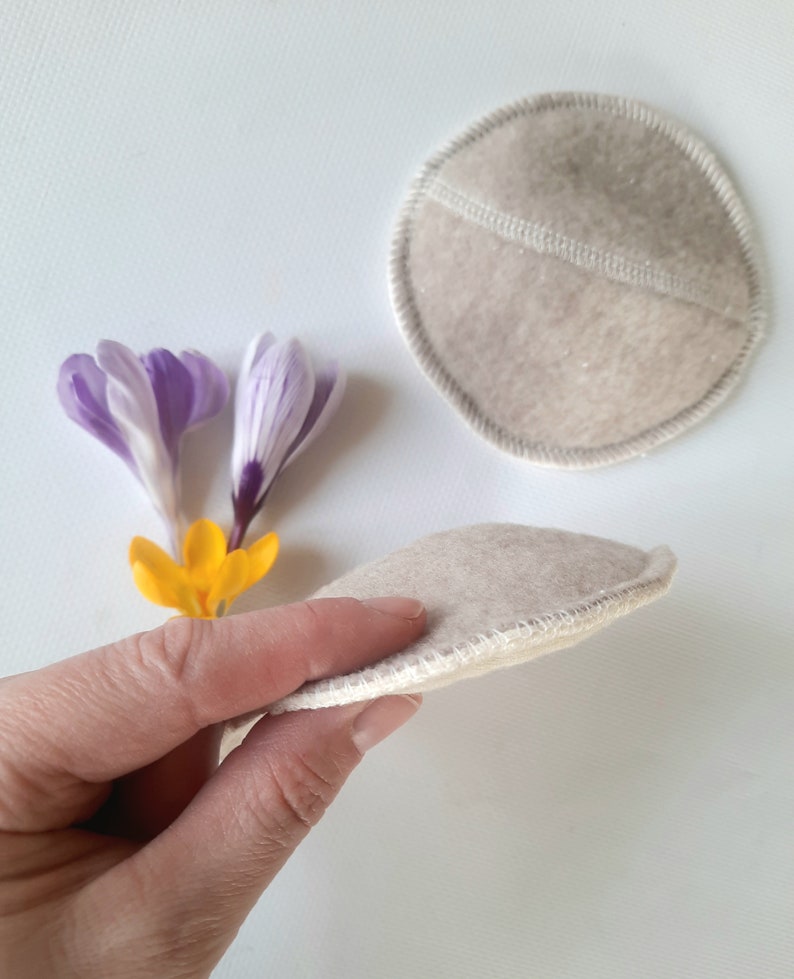 No PUL. Merino Wool or Merino/Silk Nursing pads. 3 pair set. Reusable Anatomic Breastfeeding Pads without PUL. Leakproof Washable. 4 layers. image 8