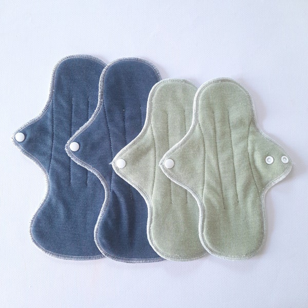 Merino Wool with Silk Reusable Period Pads. Cloth pads starter set of 4. Incontinence Pads.