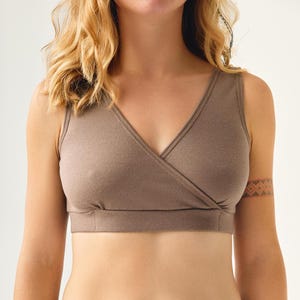 Merinowolle / Bambus BH für empfindliche Haut, Beige. Hypoallergenes, bequemes, atmungsaktives Bralette.  Still-BH