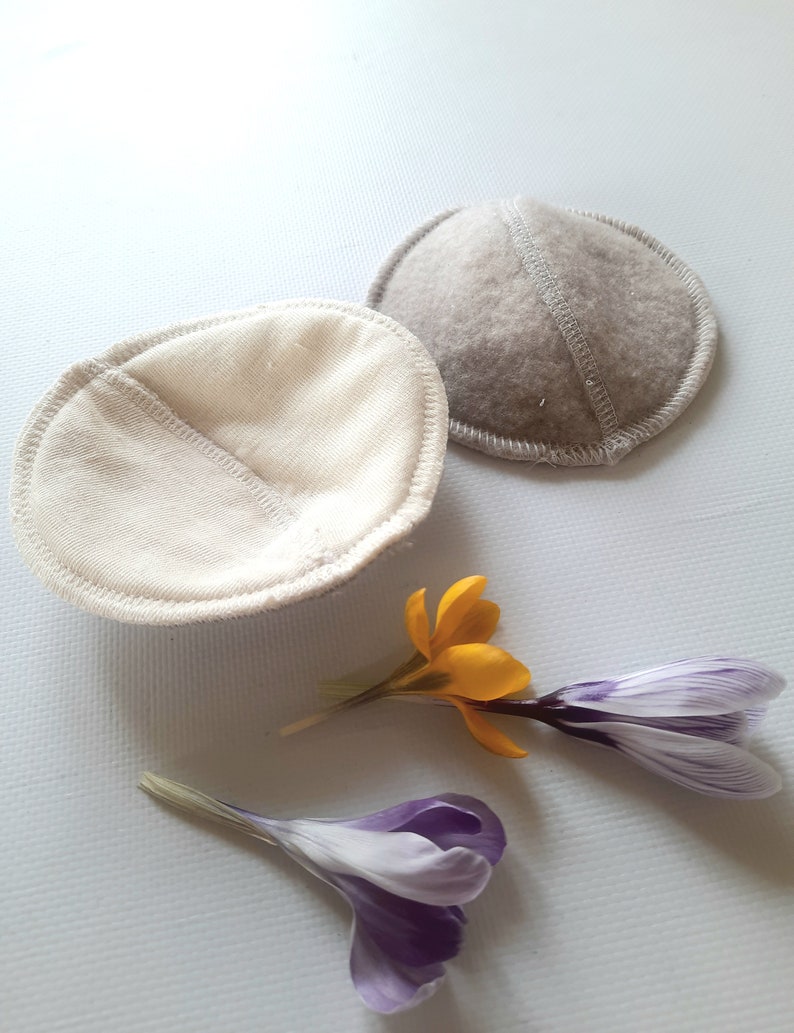 No PUL. Merino Wool or Merino/Silk Nursing pads. 3 pair set. Reusable Anatomic Breastfeeding Pads without PUL. Leakproof Washable. 4 layers. image 6