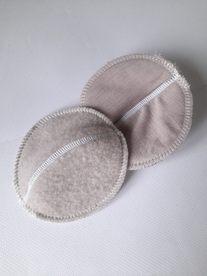 No PUL. Merino Wool or Merino/Silk Nursing pads. 3 pair set. Reusable Anatomic Breastfeeding Pads without PUL. Leakproof Washable. 4 layers. Beige/Beige(merino)