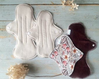 No PUL Undyed Merino Wool / Silk Reusable Period Pads. Menstruating Pad without PUL. Incontinence Pads. 1 piece.