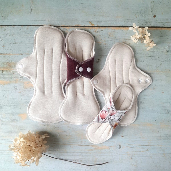 No PUL Merino Wool / Silk Reusable Period Pads. Menstruating Pad without PUL. Incontinence Pads. 1 piece.