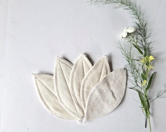 Set of Undyed Merino Wool with Silk and Hemp Interlabial Pads. Reusable Cloth Petal Pads