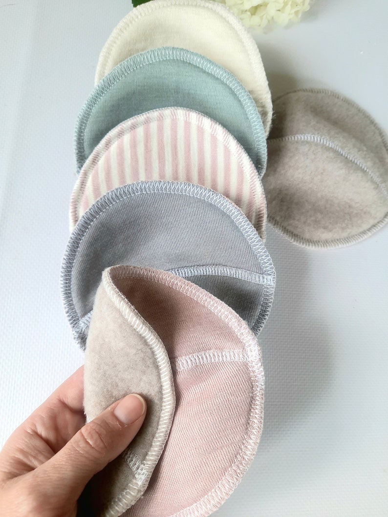 No PUL. Merino Wool or Merino/Silk Nursing pads. 3 pair set. Reusable Anatomic Breastfeeding Pads without PUL. Leakproof Washable. 4 layers. image 4