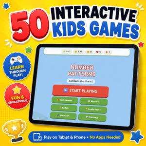 50 Interactive Educational Games for Kids & Toddlers | Offline Digital Learning App for Tablet Smartphone | Homeschool Reading Activities