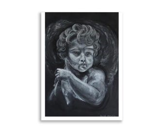 Quiet Child Art Print | Soft Pastel Portrait by Heli Paasiala
