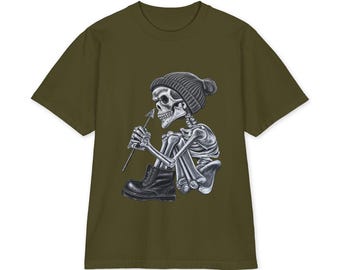 Skeleton Beanie Heavyweight T-Shirt | Original Art by Helios Arkana
